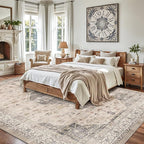 LUMI 4x6 Washable Area Rug for Living Room, Ultra Soft Traditional Rugs Non Slip with Rubber Backing, Low Profile, High Traffic, Stain Resistant Carpets, Ideal for Bedroom, Dining Room, Indoor
