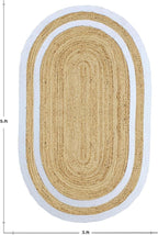 9x12 Rugs for Living Room Oval Kilim Rug Natural Oval Jute Thick 0.27" Solid Design Beige White Hand Braided Jute Flatweave Mat Handmade Boho Indoor Outdoor Rugs for Bedroom Living Dining Room
