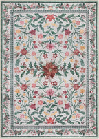 Wonnitar Christmas Rugs for Living Room, Christmas Decor 5x7 Washable Area Rug, Ultra-Thin Red Floral Holly Print Holiday Xmas Decor Non Slip Winter Carpet for Kids Room Bedroom Dining Room