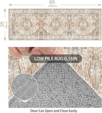 Enkor Runner Rugs for Hallway, 2x8 Washable Soft Non Slip Floor Rugs for Kitchen, Modern Mat for Living Room Bedroom Entryway Beige & Brown