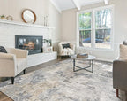 10x12 Area Rug Living Room Rugs - Washable Neutral Modern Abstract Soft Thin Large Rug Indoor Floor No Slip Rug Carpet for Bedroom Under Dining Table Home Office Decor - Blue Grey