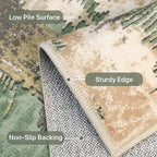 Washable Rug 8x10 Area Rug for Living Room Bedroom, Large Modern Abstract Rug Indoor Floor Carpets Low Pile No Shed Non-Slip with Rubber Backing Dining Room Kitchen Office (Green, 8'x10')