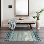Moroccan Small Rug for Bedroom 2x4, Soft Non-Slip Indoor Door Mats for Entryway, Low-Pile Non-Shedding Blue Rug Vintage Rugs for Kitchen Bathroom Laundry Room