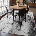 Washable Abstract Rug, 3x5 Modern Area Rugs with Non-Slip Rubber Backed for Bedroom, Thin but Soft Contemporary Carpet Kitchen Living Room Decor, Black Grey