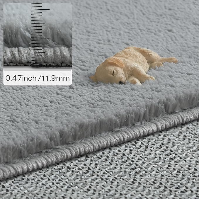 Solid Washable Area Rug - 6x9 Medium Pile Faux Cashmere Carpet for Living Room Bedroom, Grey
