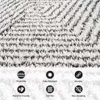 Rugshop Geometric Diamond Stripe Shag Runner Rug White 2' 3" x 8' Perfect for Hallways, Kitchens, or Behind The Sofa