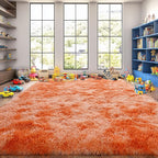 Extra Large Plush Rug High Pile Fluffy Rug for Living Room, Big Plush Non-Skid Shag Carpet, Soft Shaggy Rugs for Bedroom Indoor Modern Home Decor Tie Dye Orange 9x12ft