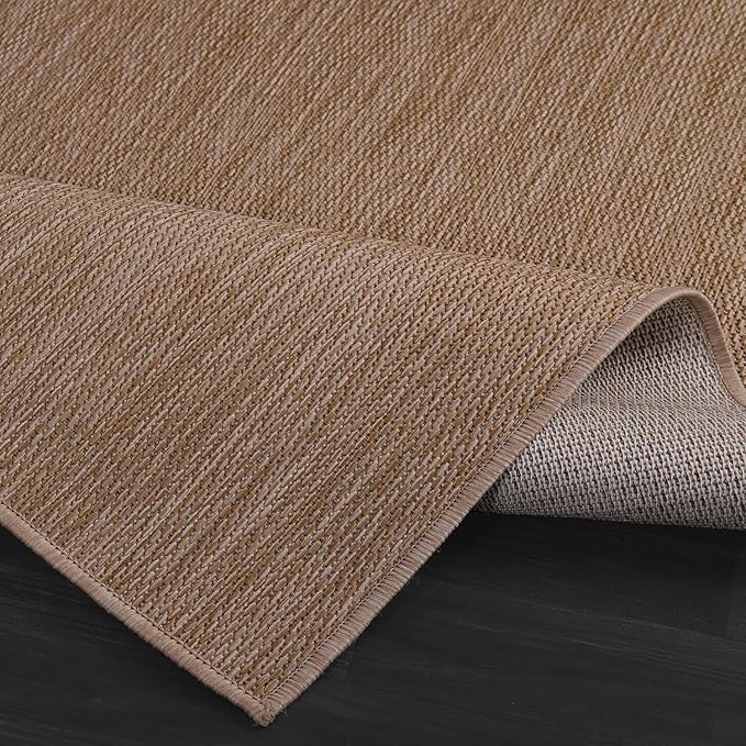 CAMILSON Outdoor Rug 10x14 Modern Area Rugs for Large Indoor and Outdoor Patios and Porches - Waterproof, Washable, Non-Shedding, Easy-to-Clean Outside Carpet (10 x 14, Solid - Jute)