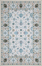WILLSUN Washable Area Rugs, 4x6 Non-Slip Boho Large Area Rugs for Living Room, Bedroom, Machine Washable Vintage Rug, Indoor Floral Print Carpet for Home Decor, Kid & Pet Friendly Mat