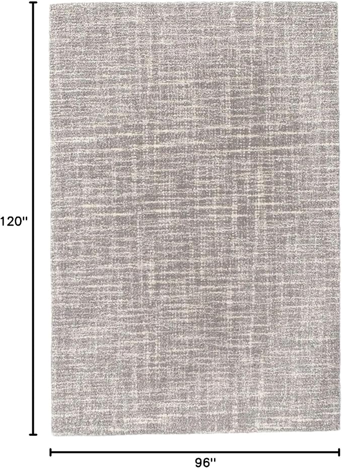 Dash & Albert Crosshatch Dove Grey Hand Micro Hooked Wool Rug, 7.5 X 9.5 Feet, Grey Solid Pattern