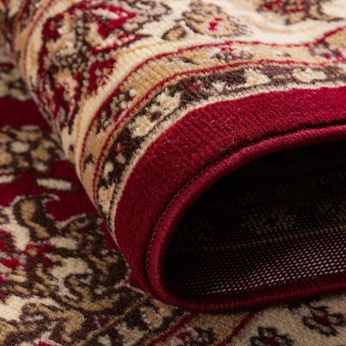 Unique Loom Sialk Hill Collection Area Rug - Washington (5' Round Burgundy/Cream)