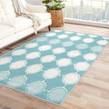 Aqua and White Rug, 6x9 Rug, Blue Rugs for Living Room Bedroom, Geometric Large Area Rug, Washable Rug Non Slip Soft Indoor Carpet, Kids and Pets Friendly, Aqua and White Home & Room Decor