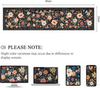 DUKINO 2x8 Runner Rug for Hallway, Washable Kitchen Runner Rug with Rubber Backing Non Slip, Low Pile Soft Boho Floral Thin Carpet for Entryway, Hallway, Bathroom, Laundry Room, Black