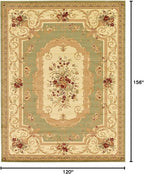 Rugs.com Chateau Collection Rug – 10' x 13' Green Medium Rug Perfect for Living Rooms, Large Dining Rooms, Open Floorplans