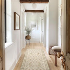EVERGRACE Hallyway Area Runner Rugs 2x6, Boho Floral Faux Wool Indoor Outdoor Rugs, Washable Rugs for Bedroom Bathroom Living Room Kitchen, Low Pile Floor Mat Carpet for Home Decor, Natural Beige
