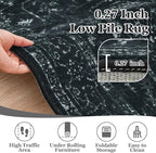 Distressed Black Rugs for Living Room 6x9, Low Pile Thin Area Rugs for Bedroom Manchine Washable Non Slip, Dark Medallion Pinted Carpet for Dining Room Guest Room Home Office