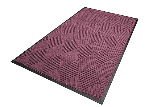 WaterHog Diamond | Commercial-Grade Entrance Mat with Rubber Border – Indoor/Outdoor, Quick Drying, Stain Resistant Door Mat (Bordeaux, 4' x 6')