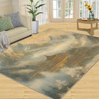 Misty Peaks Rugs for Bedroom - 4x5 Area Rug - Classic Fairy Palace Rugs for Living Room, Fairy Forest Rug, Washable Home Decor Carpet