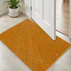 Modern Washable Area Rug 4x5, Boho Minimalist Non-Slip Rugs, Abstract Striped Soft Carpet for Living Room Bedroom Nursery Room Home Decor Office, Pet Friendly, Orange Beige
