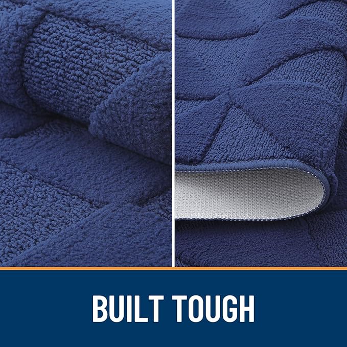 OLANLY Door Mats Indoor, Non-Slip, Absorbent, Dirt Resist, Entrance Washable Mat, Low-Profile Inside Entry Doormat for Entryway (59x20 inches, Navy)