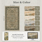 Retro Distressed 3x5 Area Rugs Washable Non Slip, Medallion Printed Small Foyer Throw Rugs for Entryway, Thin Carpet for Bedroom/Mudroom/Dorm/Bathroom/Kitchen/Closet, Multi Brown/Green