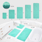 Bathroom Rug 20x32 Non Slip Fluffy Spa Blue Bath Mat for Bathroom Floor Washable Plush Luxury Bath Rug for Tub Soft Shaggy Absorbent Shower Sink Mat