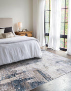 vivorug Washable Rug, Ultra Soft Area Rug 6x9, Non Slip Abstract Rug Carpet, Stain Resistant Rugs for Living Room Bedroom, Modern Fluffy Rug (Gray/Navy, 6'x9')