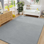 Amearea Modern Area Rugs for Bedroom Living Room, 4x6 Feet Grey Thickened Memory Foam Rug, Fluffy Indoor Washable Rugs Non Slip Minimalist Carpet for Kids Boys Girls Dorm Nursery Room Decor