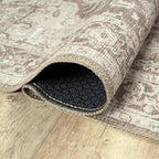 Bloom Rugs Washable Non-Slip 4' x 6' Rug - Light Brown Traditional Medallion Area Rug for Living Room, Bedroom, Dining Room, and Kitchen - Exact Size: 4' x 6'