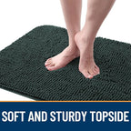 OLANLY Dog Door Mat for Muddy Paws 34x21, Absorbs Moisture and Dirt, Absorbent Non-Slip Washable Doormat, Quick Dry Chenille Mud Mat, Entry Indoor Entryway Carpet for Inside Floor, Blackish Green
