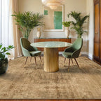 Vintage Dark Gold Rugs for Bedroom - 6x9 Distressed Print Pattern Large Area Rug for Living Room, Dining Room Under Table, Thin & Soft Washable Brown and Yellow