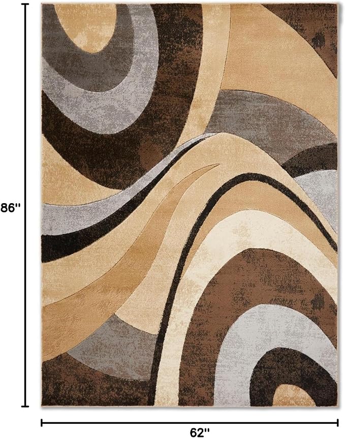 Home Dynamix Tribeca Slade Modern Area Rug ,Abstract Brown/Gray 5'2"x7'2"