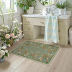 Wonnitar 2x3 Boho Bathroom Rugs Non Slip Washable Kitchen Rug, Green Floral Small Area Rugs for Entryway, Low Pile Soft Door Mat Indoor Entrance Throw Carpet for Bedside Laundry Room (Green,2'x3')