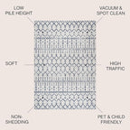 JONATHAN Y Boho Vintage Diamond Cream/Navy Indoor Area Rug 9X12 ft, Moroccan Hype for Living Room, Bedroom, Kitchen, Office, Easy-Cleaning, High Traffic, Pet-Friendly, Non-Shedding (MOH101F-9)