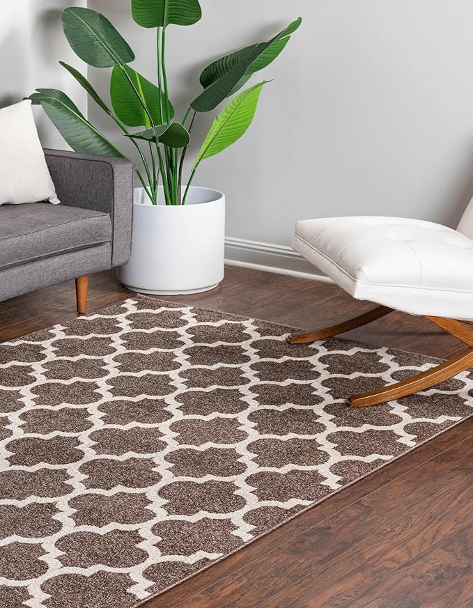 Rugs.com Lattice Collection Rug – 5' x 8' Brown Medium Rug Perfect for Bedrooms, Dining Rooms, Living Rooms