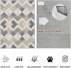 Modern Area Rug Living Room Rugs 7x10, Minimalist Soft Boho Geometric Rug, Non-Slip Washable Low Pile Non Shedding Carpet for Bedroom Office Dining Room Kitchen Nursery, Gray Beige White