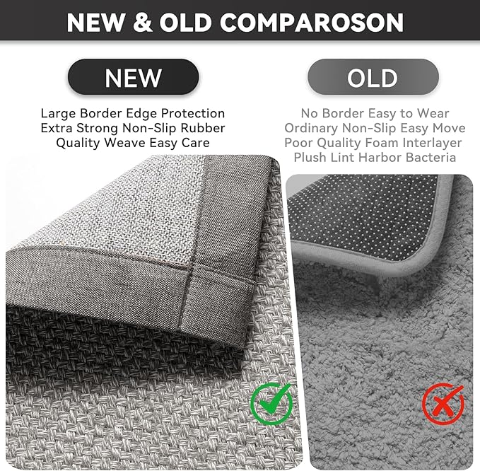 Washable Area Rug 5x7 Large Jute Like Rug for Living Room, Soft Non Slip Rugs Carpet for Dining Room Bedroom Cotton Boho Woven Braided Rugs Home Office Decor, Grey