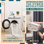 Istana Small Rug 2x3 - Grey/White Cream Rugs for Living Room - Foldable 2x3 Washable Rug Non Slip - Non-Shedding Area Rug Living Room - Anti-Slip Oriental Rugs w/Soft Microfiber