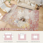 Area Rug Living Room Rugs - 8x10 Washable Large Soft Indoor Neutral Modern Abstract Low Pile Rug Carpet for Bedroom Dining Room Farmhouse Home Office - Colorful