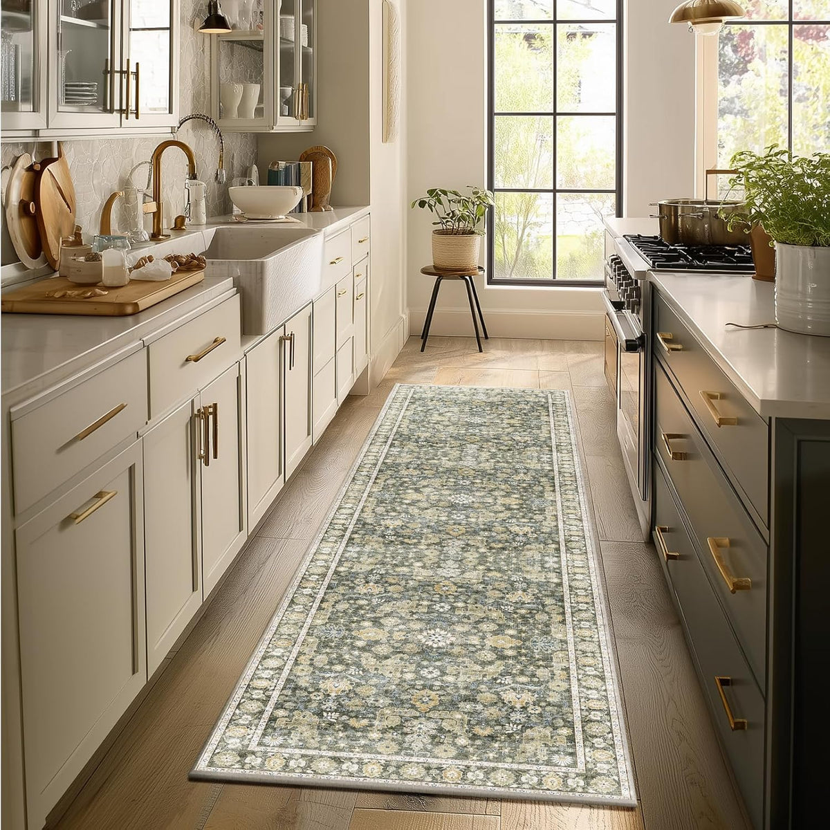 Machine Washable Hallway Runner Rug: 2'x6' Kitchen Rugs Soft,Non-Slip,Low Pile,Vintage,Boho,Carpet,Runners for Indoor,Entryway,Kitchen,Bedside,Bedroom,Bathroom,Farmhouse Decor