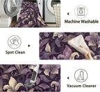 Purple Luxury Floral Texture Rug for Living Room 3x5, Low Pile Non-Slip Backing, Machine Washable Easy Fold Rug for Home, Office, Dorm Room