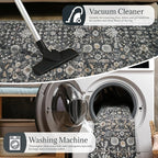 Washable Area Rugs 5'x7' Non-Slip Vintage Boho Distressed Fade Resistant Low Pile Carpet for High-Traffic Living Room, Bedroom & Dining Room
