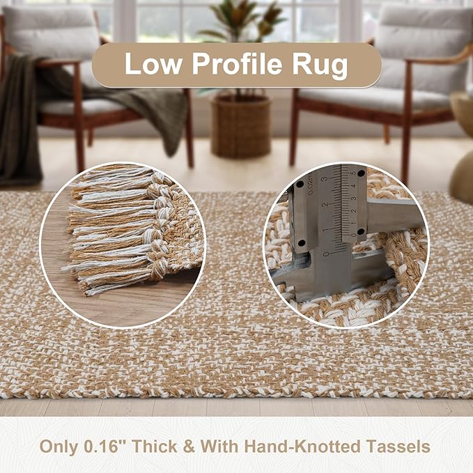 Collive Boho Long Hallway Runner Rug, 2.6x14 ft Washable Runners Rugs for Hall Tan/Cream Low Pile Kitchen Runer Carpet, Woven Cotton Carpets Runners for Entryway Bedside