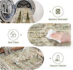 Washable Area Rug 8x10, Large Soft Rugs for Living Room Vintage 8x10 Area Rugs for Bedroom Dining Room Non-Slip Stain Resistant Under Table Green Orange Rug