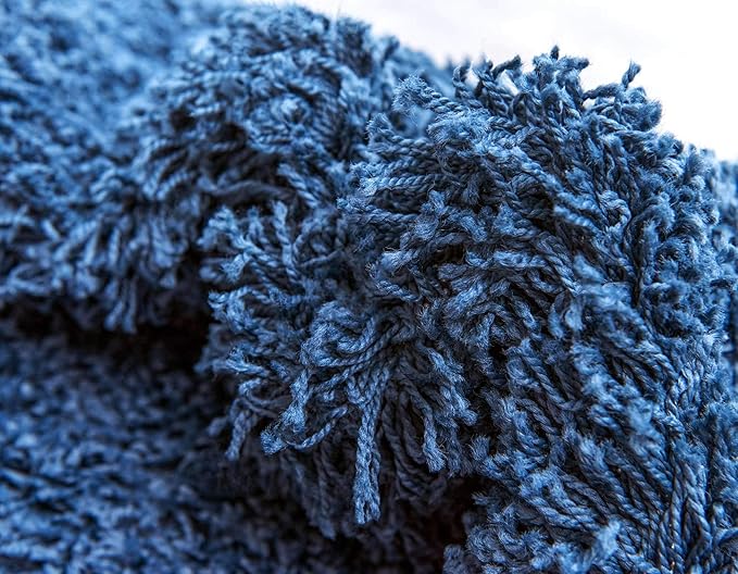 Unique Loom Solid Shag Collection Area Rug (8' x 11' Rectangle, Sapphire Blue/ Navy Blue)