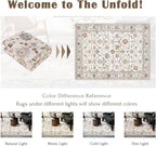 2x3 Washable Entryway Rug - Small Entry Rug Non-Slip Cream Colorful Vintage Traditional Floral Kitchen Rugs Low Pile Boho Carpet Throw Rugs for Bedroom Bathroom Entrance Dorm Laundry Room