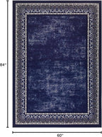 Antep Rugs Alfombras Bordered Modern 5x7 Non-Slip (Non-Skid) Low Pile Rubber Backing Indoor Area Rug (Navy, 5' x 7')