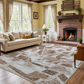 8X10 Area Rugs for Living Room Bedroom,Modern Abstract Large Carpet Washable Rugs 8x10 for Dining Room Office,Non Slip Brown Print Faux Wool Thin 8 by 10 Indoor Nursery Kids Home Pet & Child Friendly