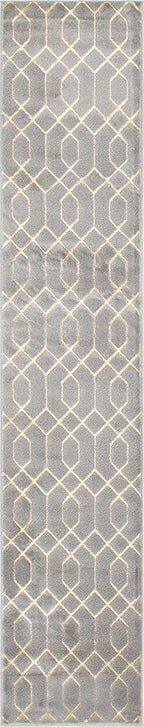 Unique Loom Marilyn Monroe Glam Collection Area Rug - Trellis (2' x 10' Runner, Gray Gold/ Gold)