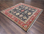 Black Vegetable Dyes Wool Soft Pile Karjihooz Design with All Over Pattern Hand Knotted Square Oriental Rug (8'x8')